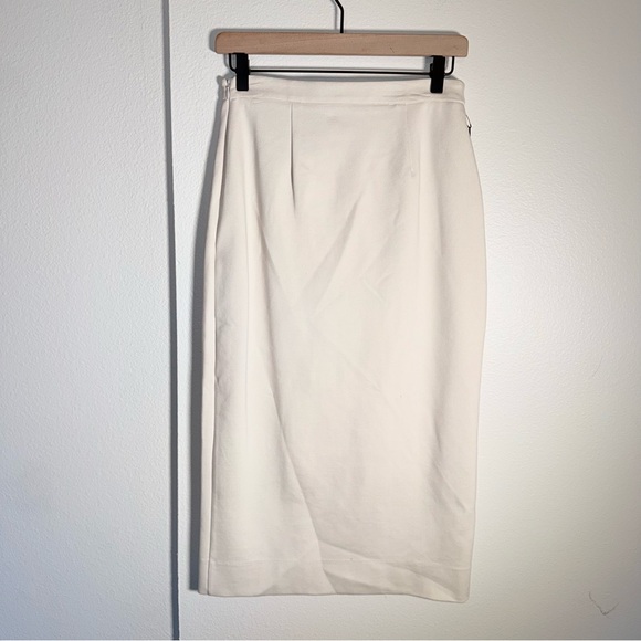 NWT ARITZIA BABATON Leona Wrap High Waisted Cream Pencil Midi Skirt Classic 6 - Picture 6 of 6